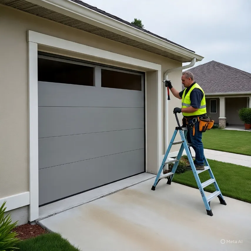 “Team of garage door specialists working on installation and repair”